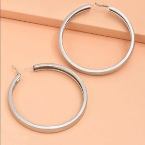 Large, Lightweight Silver Hoop Earrings